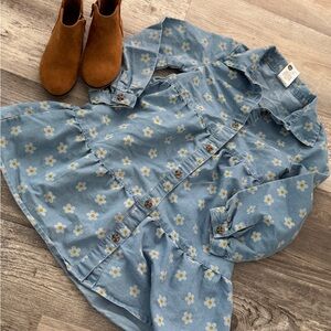 Okie Dokie Blue Floral Kids Casual Dress